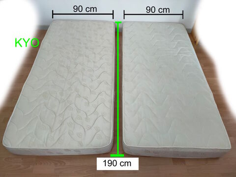Lot de 2 Matelas 90x190cm �paisseur 20cm, mousse latex beige 20 Foncine-le-Haut (39)