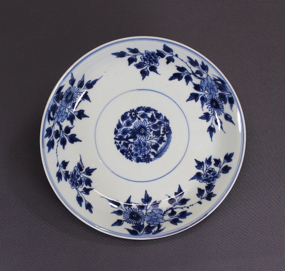 Plat Antique Porcelaine Chinoise Bleu 