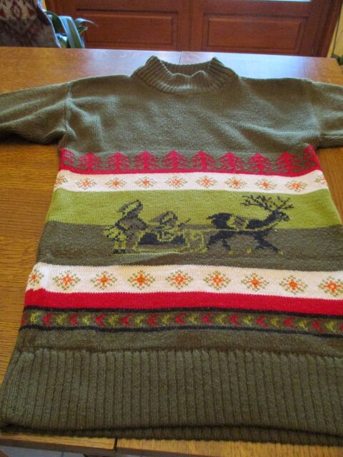 Tr�s jolie robe avec tra�neau et rennes devant 0 M�rignies (59)