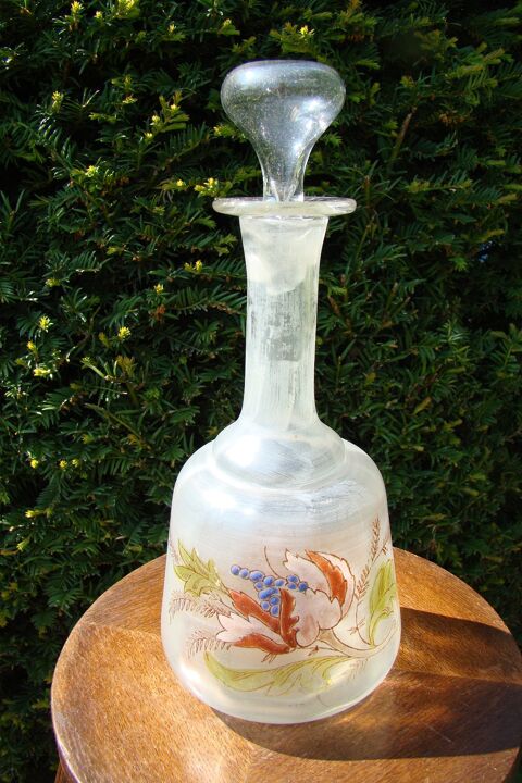 Ancienne carafe en verre soufflé émaillé - Epoque 1900 40 Gargenville (78)
