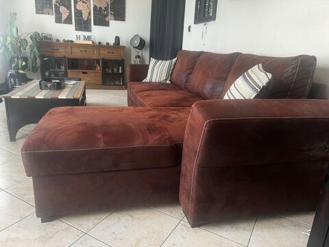 Canap convertible mridienne rversible Casablanca marron  800 couflant (49)