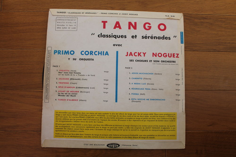 DISQUE VINYLE TANGO CLASSIQUES CD et vinyles
