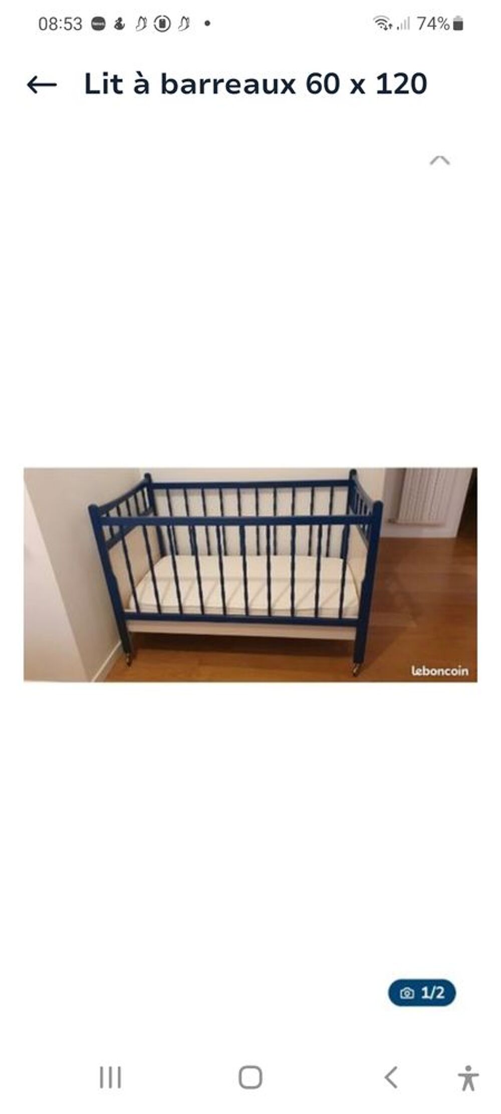 Lit &agrave; barreaux 60 x 120 Mobilier enfants