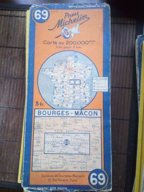 Carte Michelin 69 Vintage - bourges macon 0 Battrans (70)