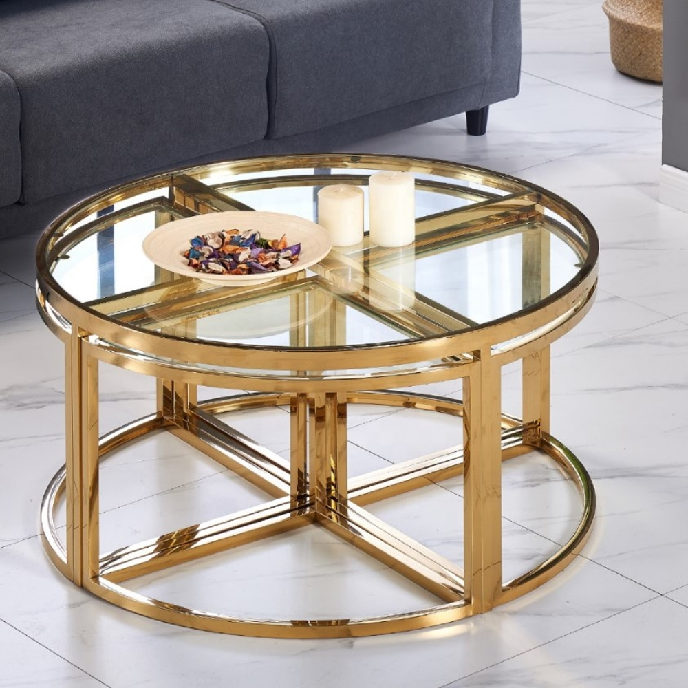 TABLE BASSE DOREE TRANSARENT 90X45cm Meubles