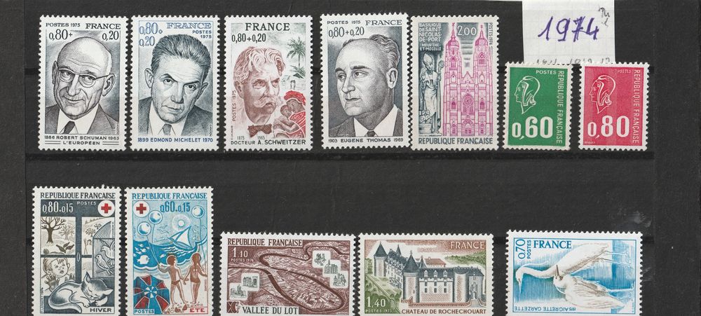 timbres ann&eacute;e 1974 