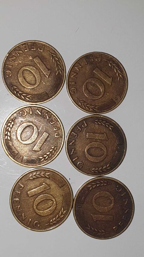 pièces allemande 10 pfennig de 1950 (D) et (J) Buhl (68)