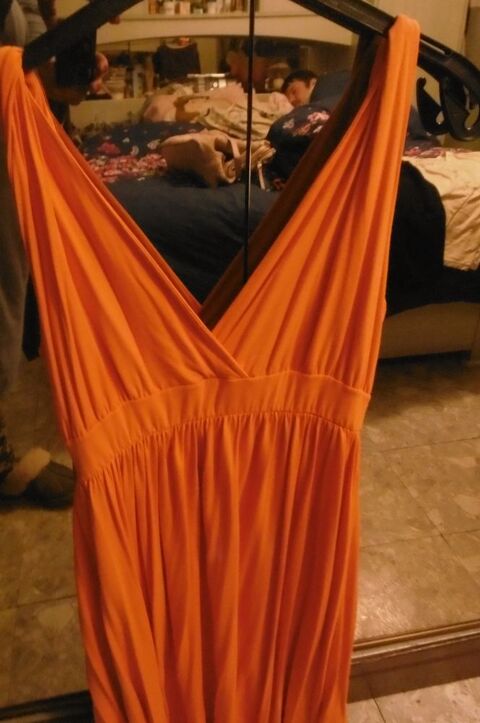 Robe d'été orange flashi, taille élastique 12 Villars-les-Dombes (01)