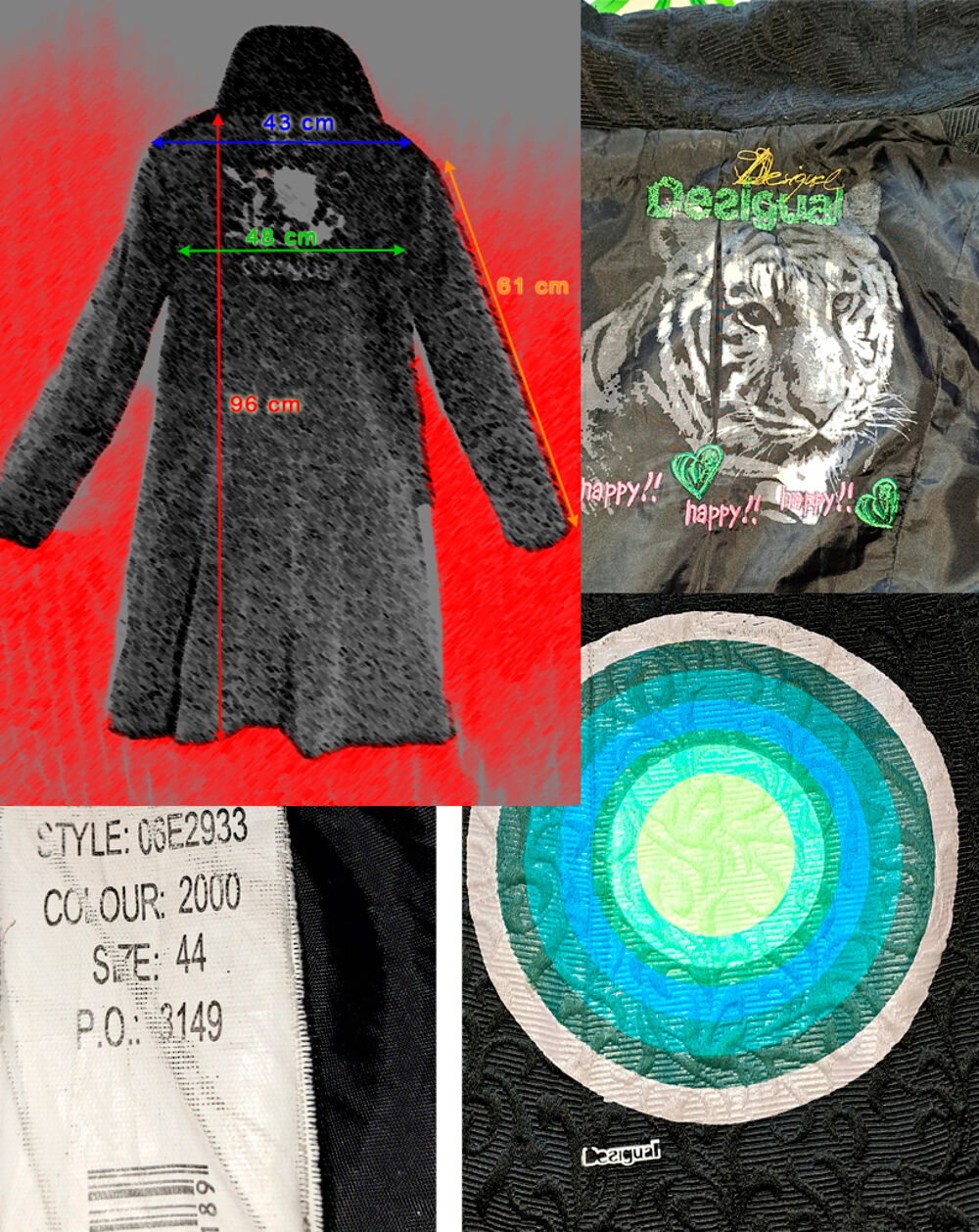 Manteau Noir Desigual Taille L Vtements