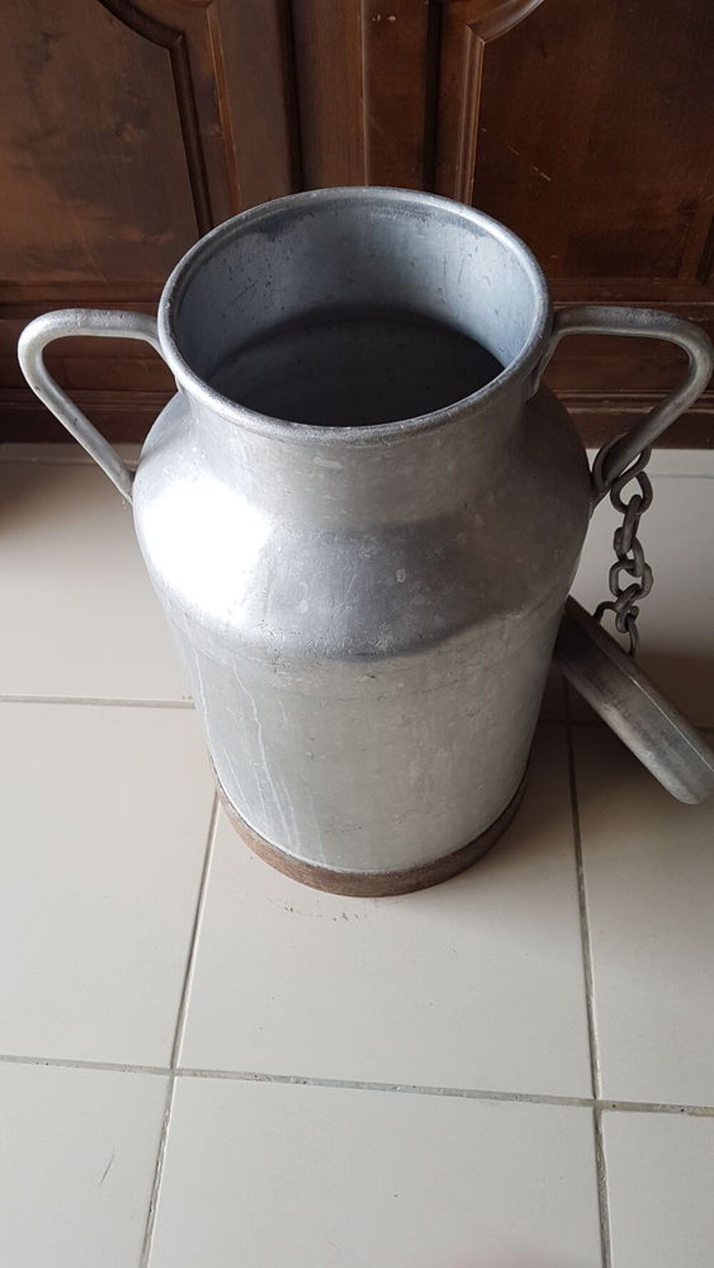 Ancien bidon &agrave; lait en aluminium 20 litres Décoration