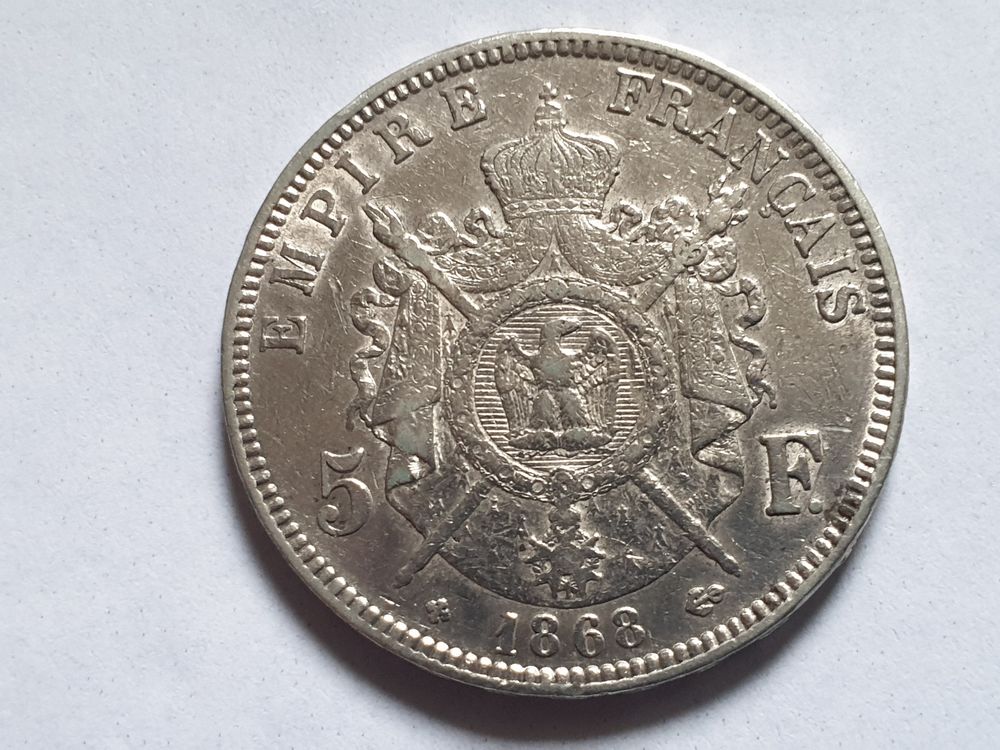 Pi&egrave;ce 5 Francs 1868 BB Napol&eacute;on III 