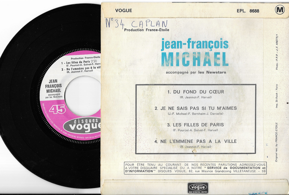Vinyle 45 T , Jean-Fran&ccedil;ois MICHAEL 1970 CD et vinyles