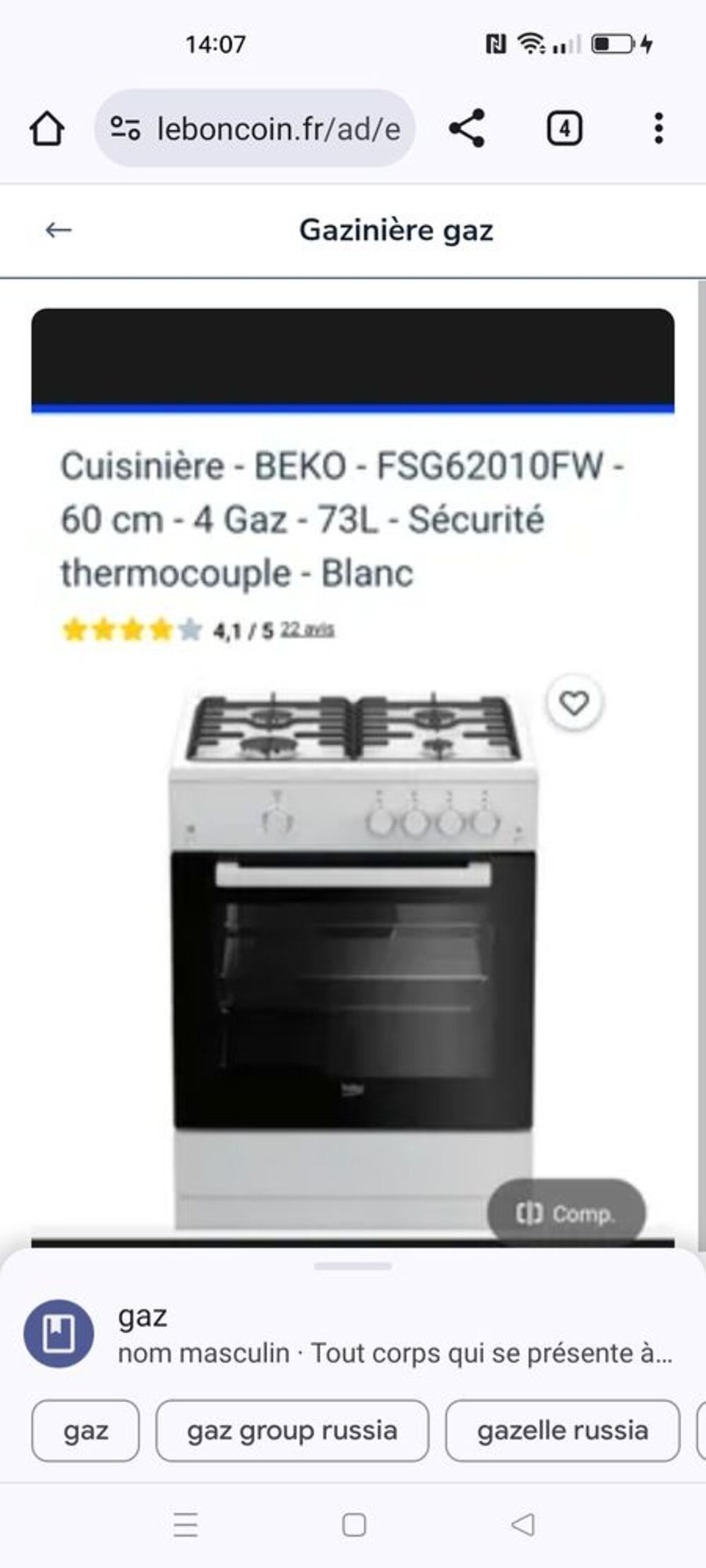 Gaziniere gaz Electroménager