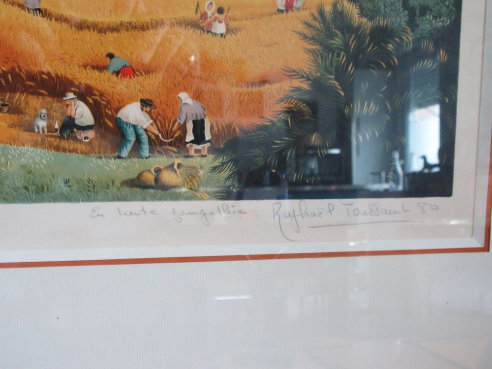 Rapha&euml;l TOUSSAINT Lithographie Paysage &eacute;en dans les bl&eacute;s Décoration