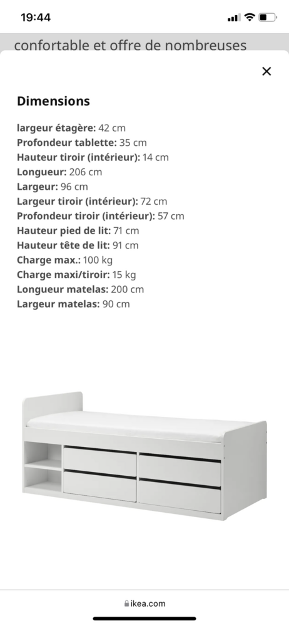 Lit 90x200 Meubles