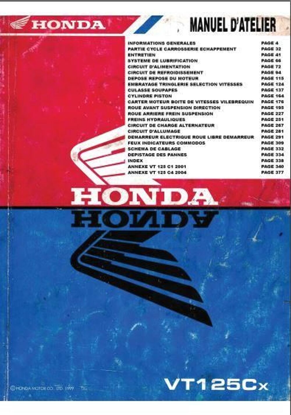 manuels d'atelier honda 125 Shadow et Varadero 