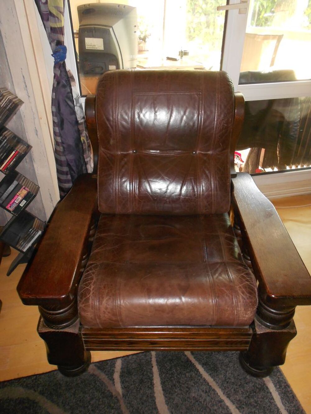 Salon cuir et bois, 3-2-1 Meubles