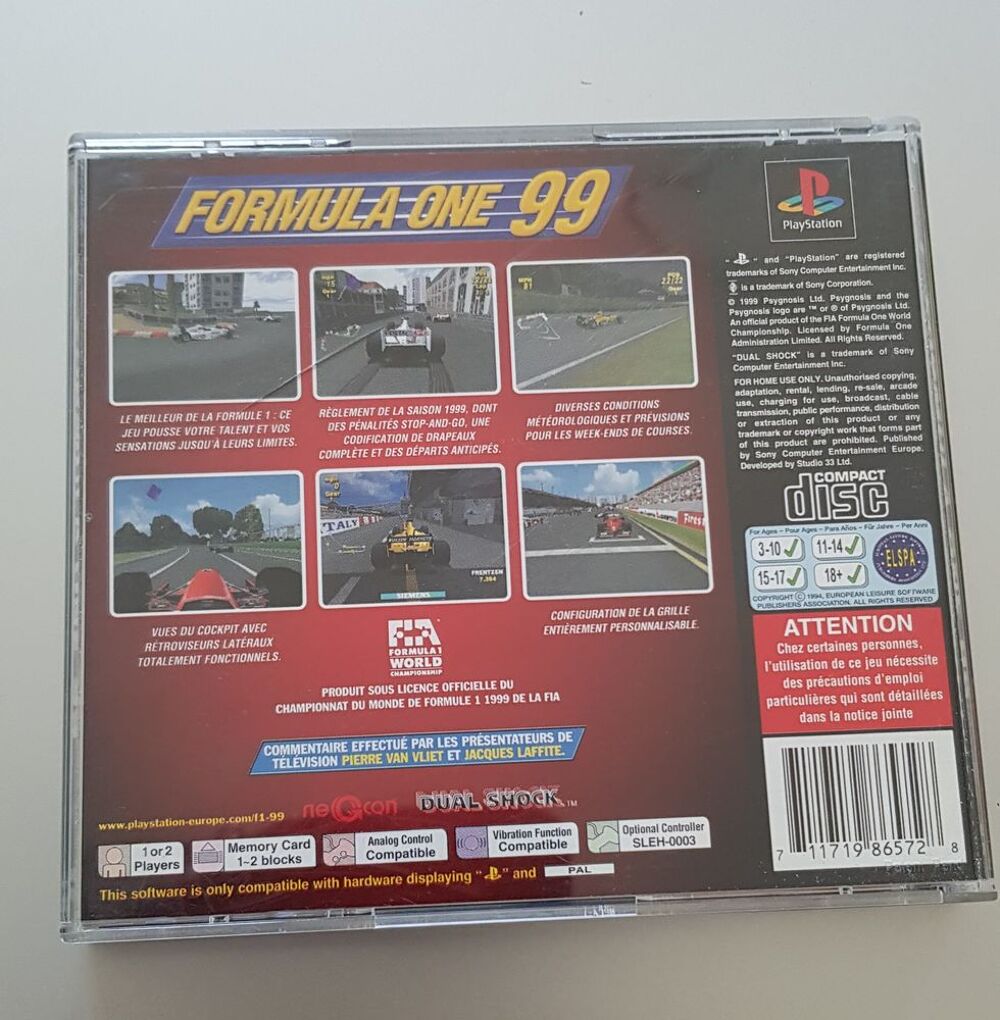 jeu Play Station Formula One 99 Consoles et jeux vidéos