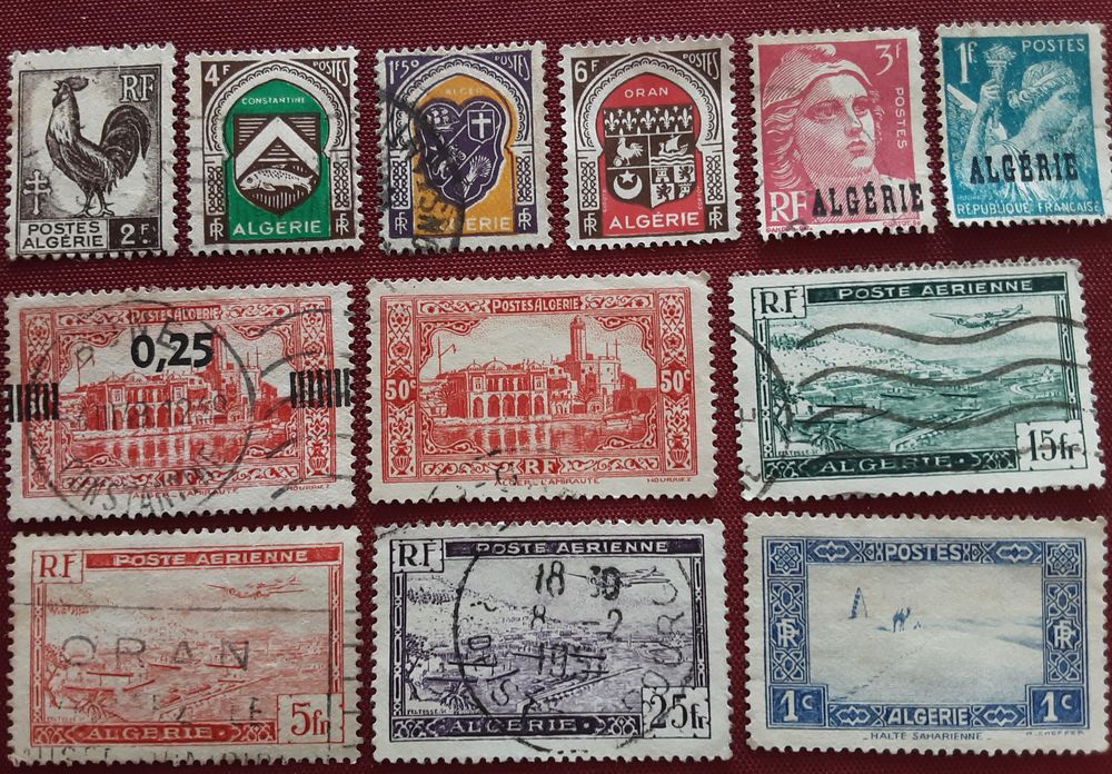 34 timbres &agrave; collection ALG&Eacute;RIE Fran&ccedil;aise ann&eacute;es 1950-60 