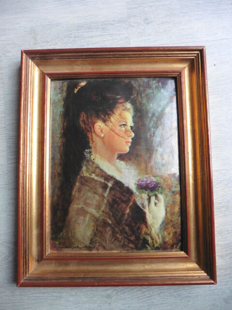 Émaux de Limoges Portrait d'une fille au bouquet 25 Ablis (78)
