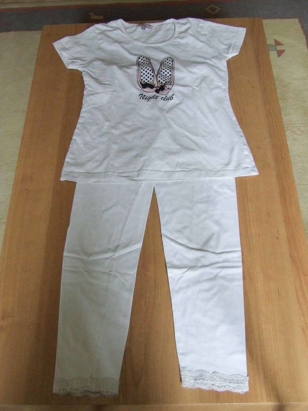Pyjama 2 pi&egrave;ces, Blanc, Femme, T. 2 (38) Vêtements