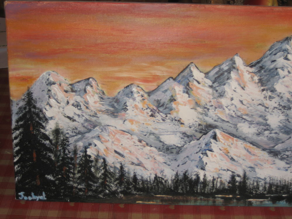 HUILE SUR TOILE MONTAGNE ENNEIGEE Décoration