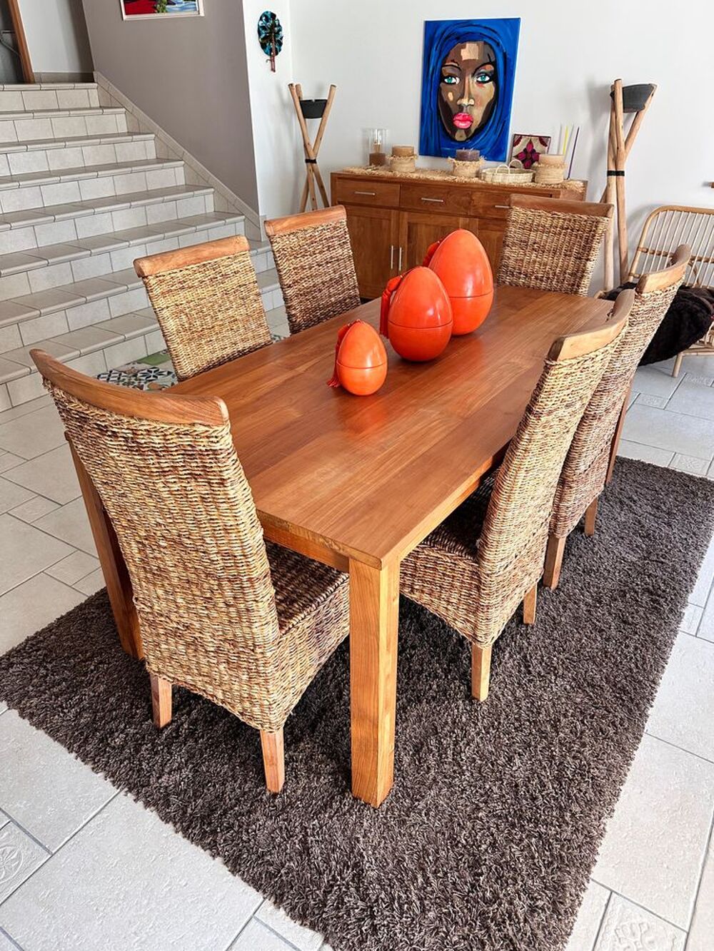 6 Chaises en rotin et bois
Tr&egrave;s confortables Meubles