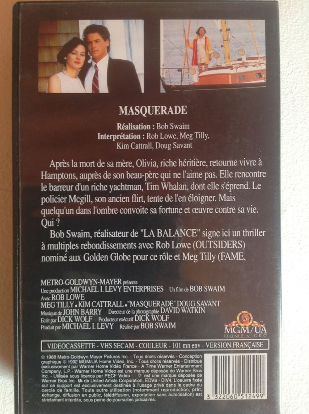 MASQUERADE FILM DE BOB SWAIM K7 ViD&Eacute;O DVD et blu-ray