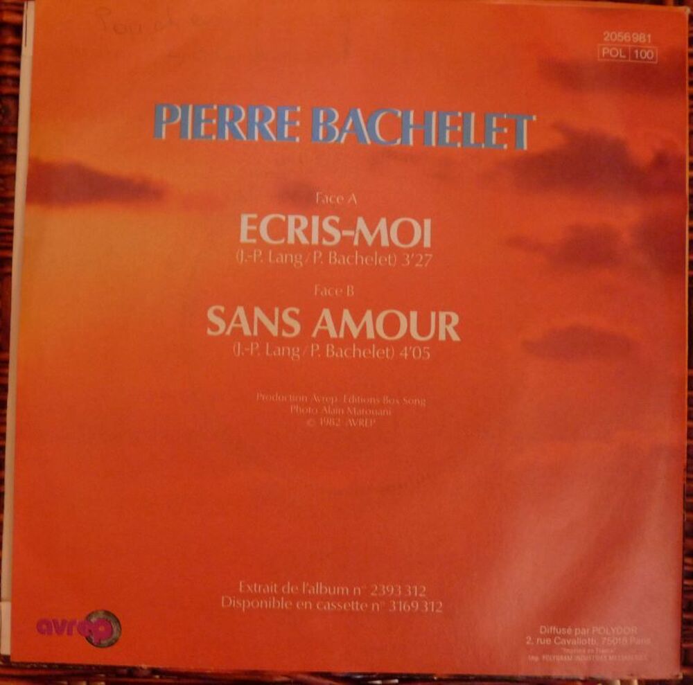 Vinyl Pierre BACHELET CD et vinyles