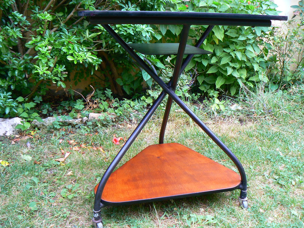 Table Console Vintage Bois/M&eacute;tal Tripode 1960 Meubles