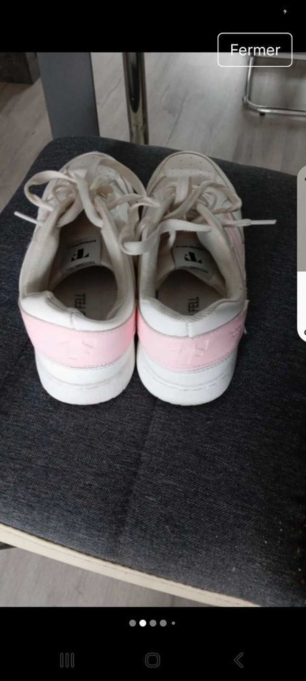 basket blanche thousand fell supercircle avec liser&eacute; rose clair pointure 38 Chaussures