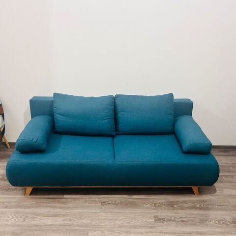 Canap� convertible 3 places tissu bleu canard 400 Herblay (95)