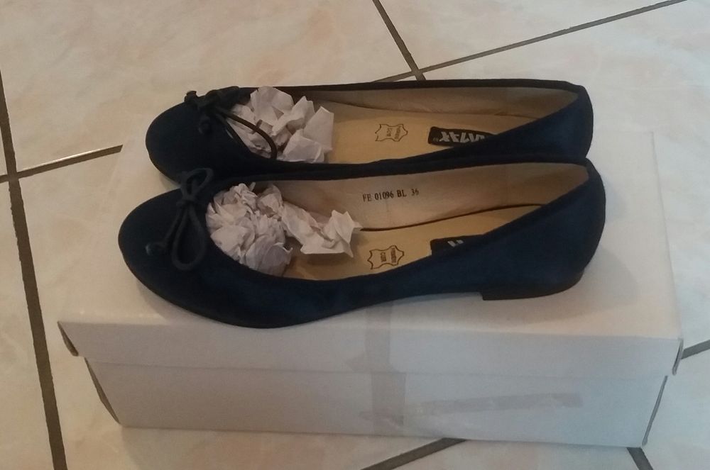 Ballerines chaussures plate bleu marine Raxmax neuves - P 36 Chaussures