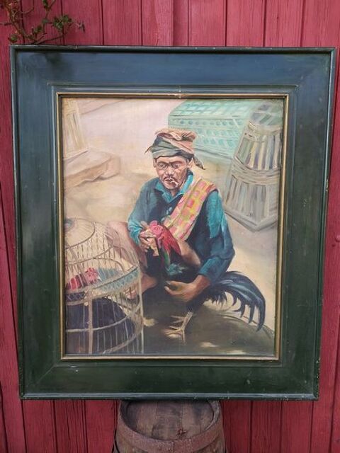 Tableau Homme Marchand de Volailles Indonsie 0 Loches (37)