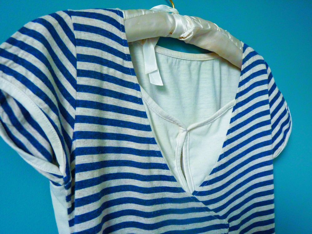 G&eacute;mo T-shirt Femme S 36 Blanc Bleu TBE Vtements