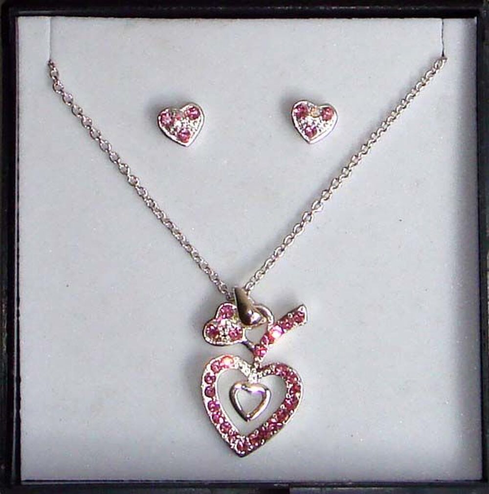 PARURE AUSTRIAN CRYSTAL COLLIER PENDENTIF COEUR BO Swarovski Bijoux et montres
