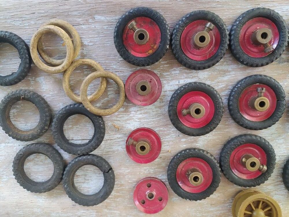 Ancien Jeu Meccano Pi&egrave;ces Accessoires Roues M&eacute;tal Lot 02 