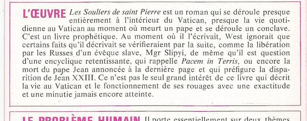 Morris WEST : les souliers de Saint Pierre Livres et BD
