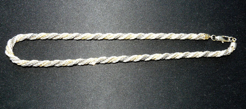Collier Ras-de-Cou Torsad&eacute; en M&eacute;tal Argent&eacute; et Dor&eacute; -vintage Bijoux et montres