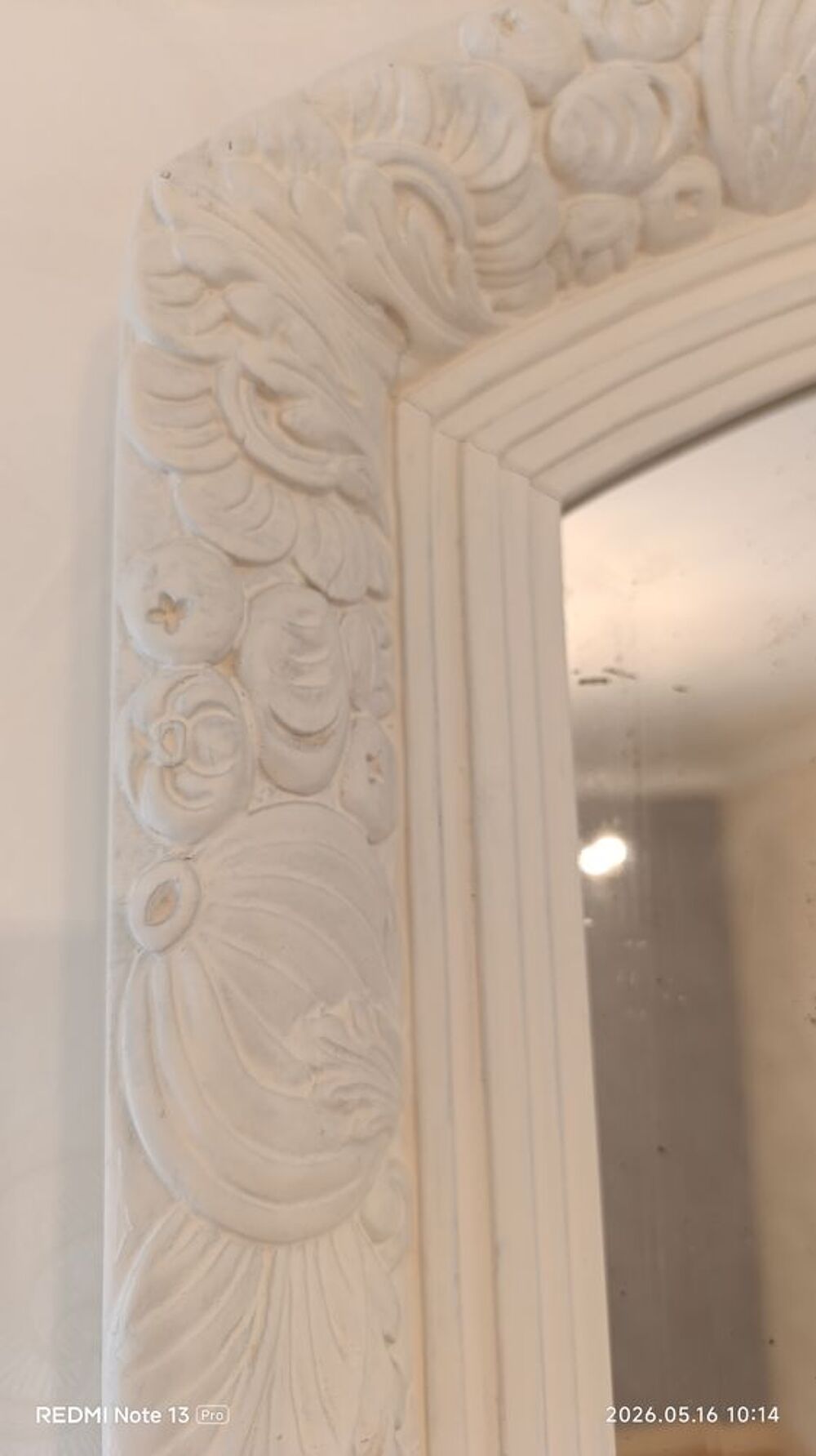 Grand miroir mural style Boh&egrave;me Blanc Décoration