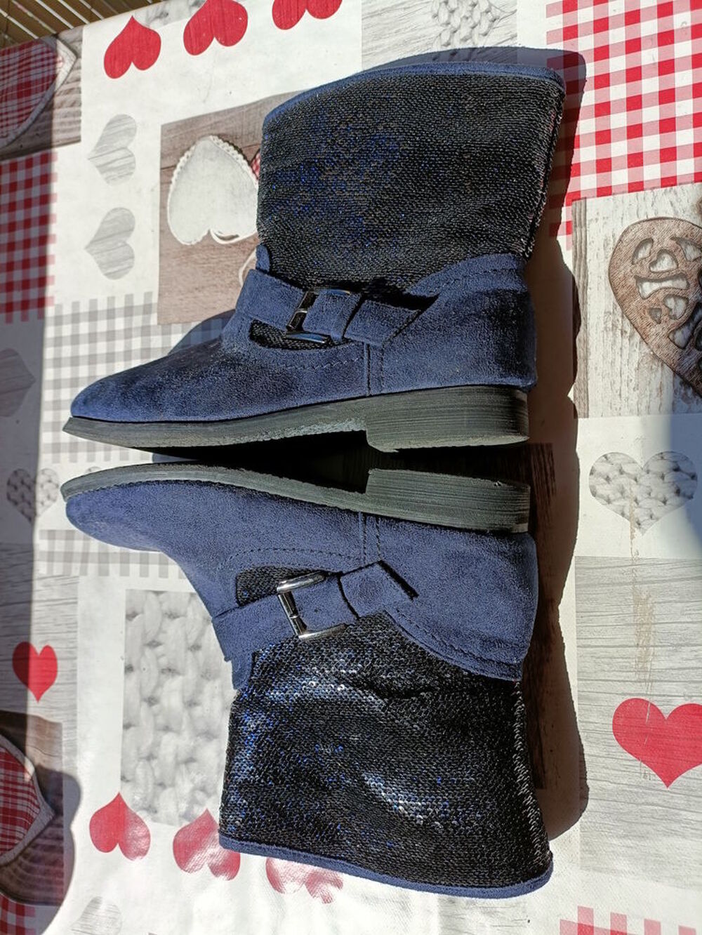 Bottes bleues marine &agrave; paillettes pour fille pointure 35 Chaussures