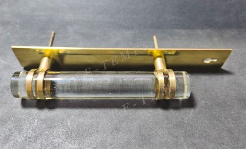 ANCIENNE POIGN�E DE PORTE DE MEUBLE LAITON & VERRE 21 Sergines (89)