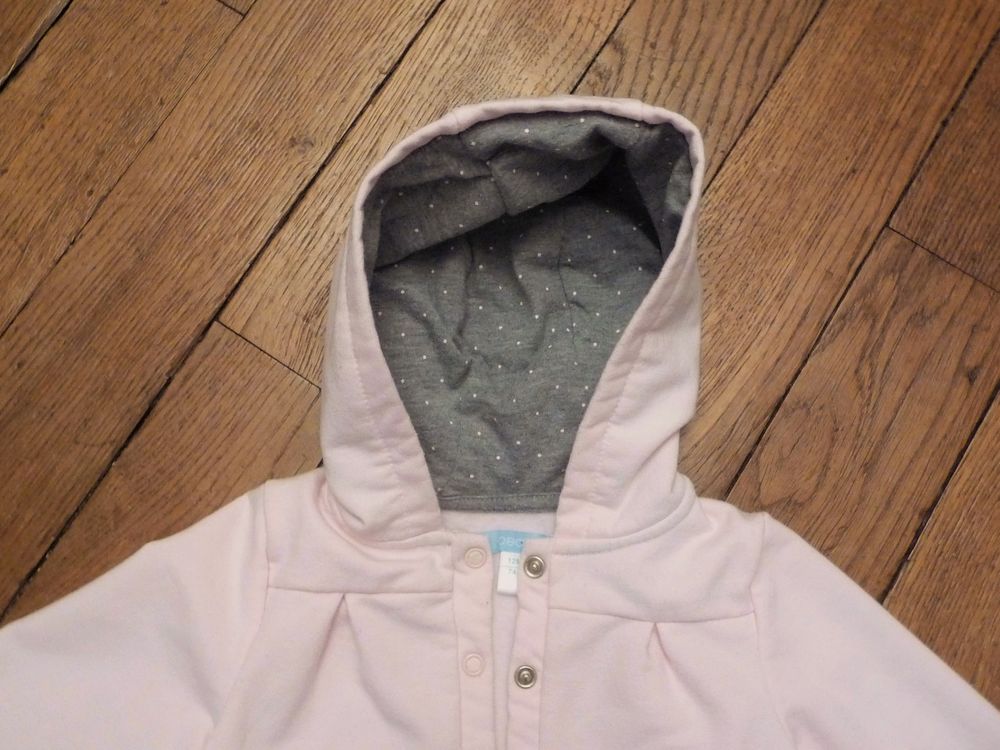 Veste/ Gilet Rose &agrave; Capuche Gris &agrave; Pois Rose- Obaibi Vêtements enfants