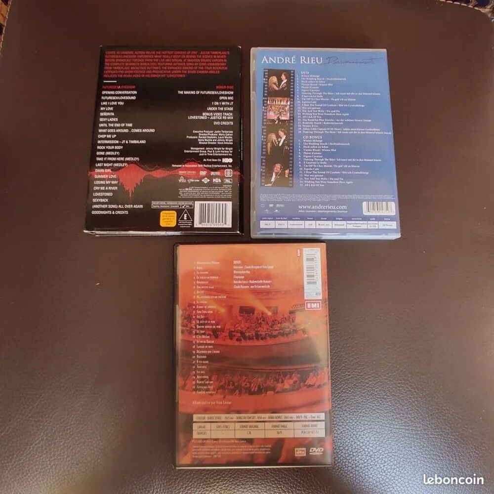 Dvd Q:3 Andr&eacute; Rieu, 
Claude Nougaro, 
Justin Timberlake CD et vinyles