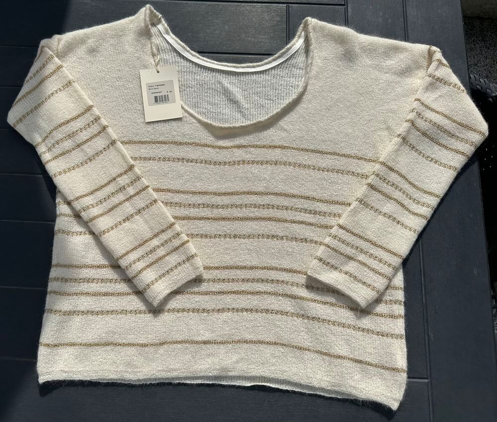 Pull S&eacute;zane, mod&egrave;le Tamara, &eacute;cru/dor&eacute;, Taille M Vêtements