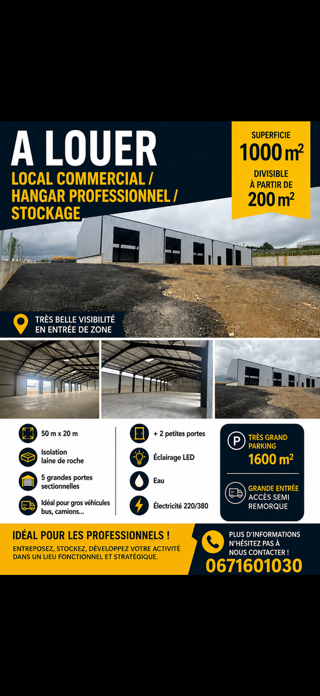  Parking / Garage à louer 1000 m²