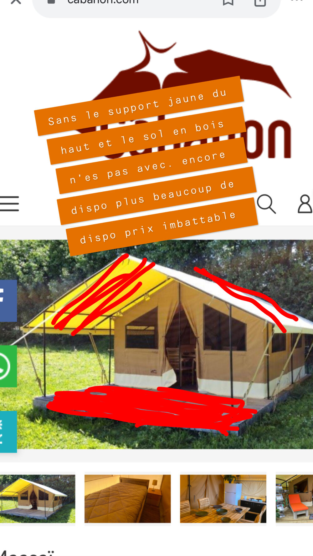 Tente cabanon masaa&iuml; Sports