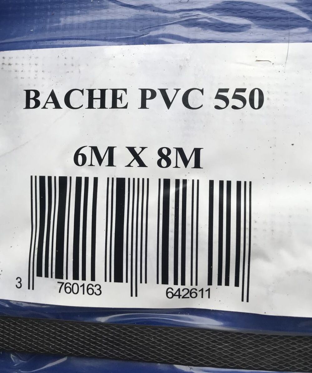 B&acirc;che lourde PVC 550 de 6.00mx8.00m de couleur bleue. Bricolage