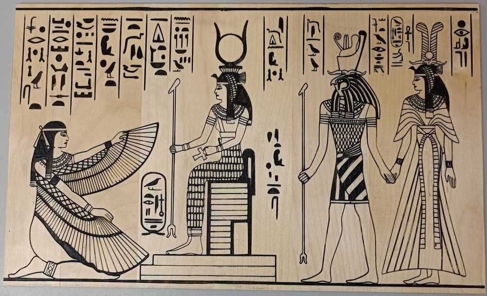 Panneau bois peint &eacute;rable grav&eacute; &Eacute;gypte antique Décoration