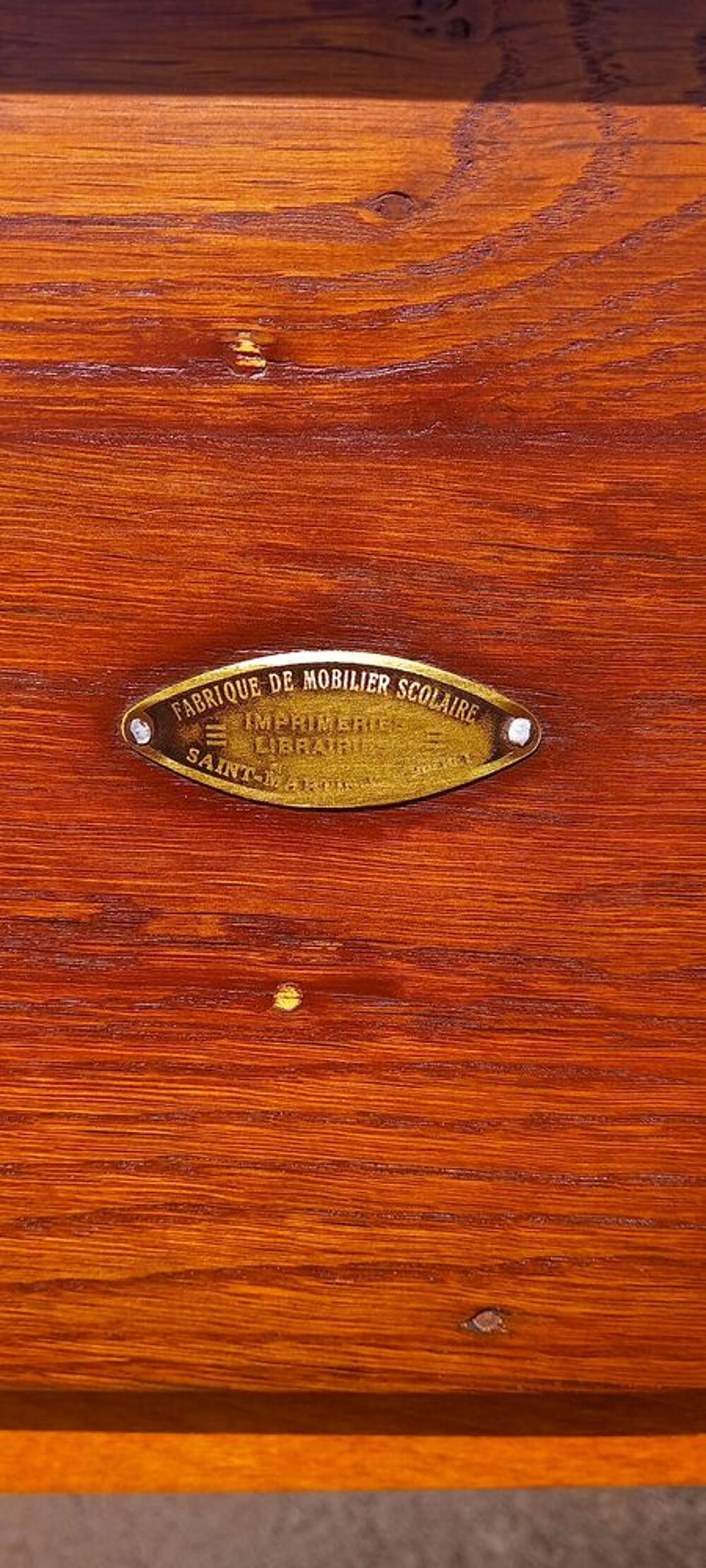 Bureau d'&eacute;cole vintage Saint-Martin 2 places Pieds galb&eacute;s Mobilier enfants